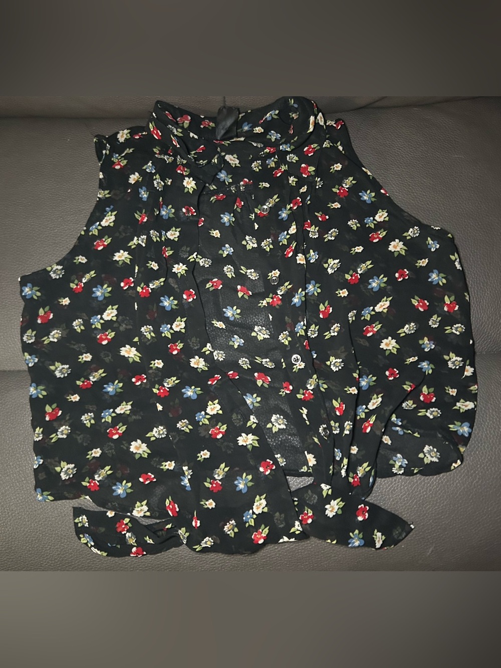 Fun & Flirt Black Floral Button Front Shirt-Jacket